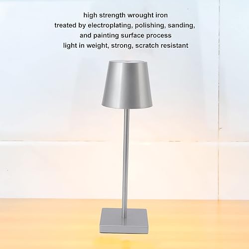 Miniatura 2 de Heayzoki Lámparas de mesa con control táctil moderna lámpara de mesa LED sin cable con puerto USB carcasa de metal de 3 niveles de brillo para