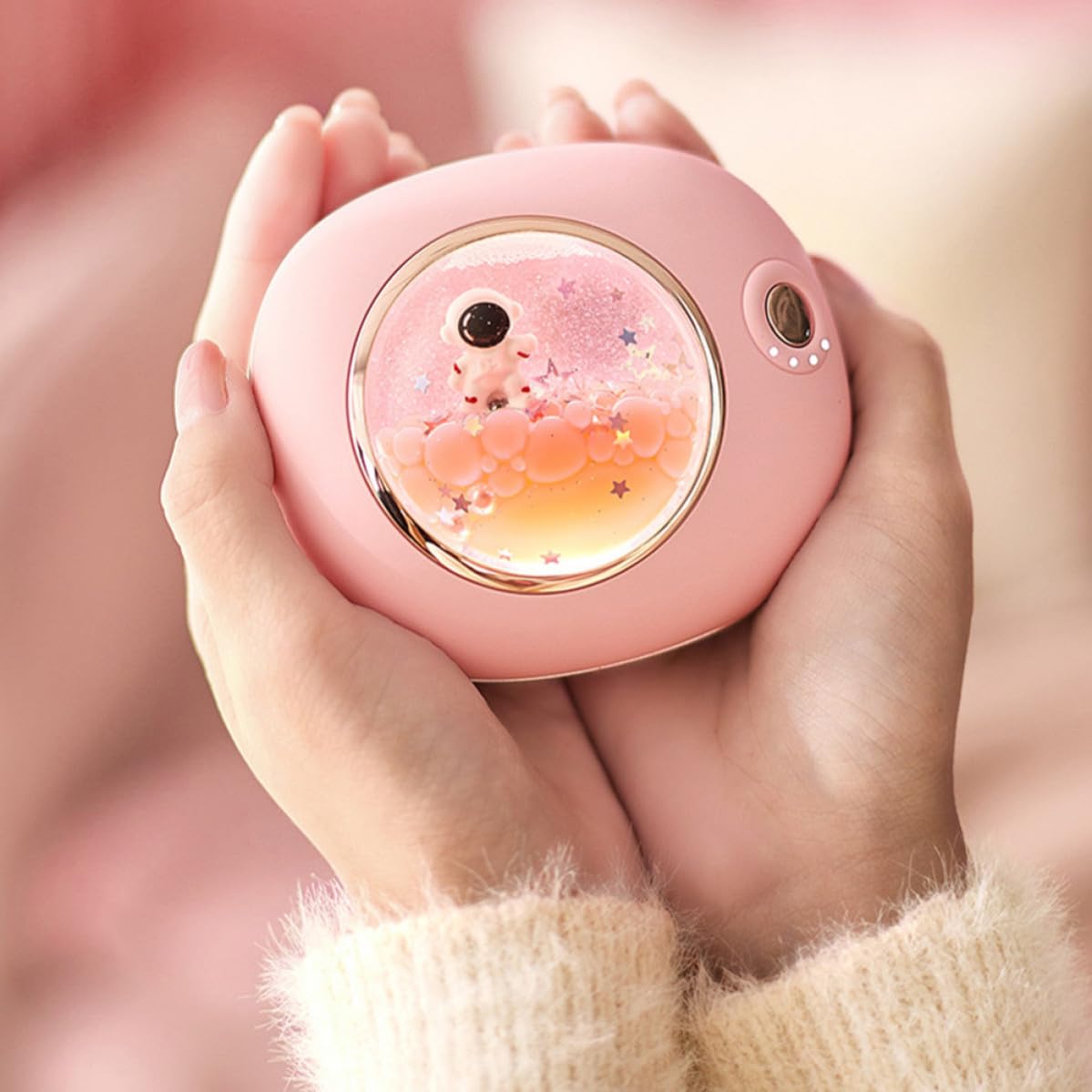 Wiederaufladbarer Handwärmer mit Weltraum Design, 6500mah, Rosa