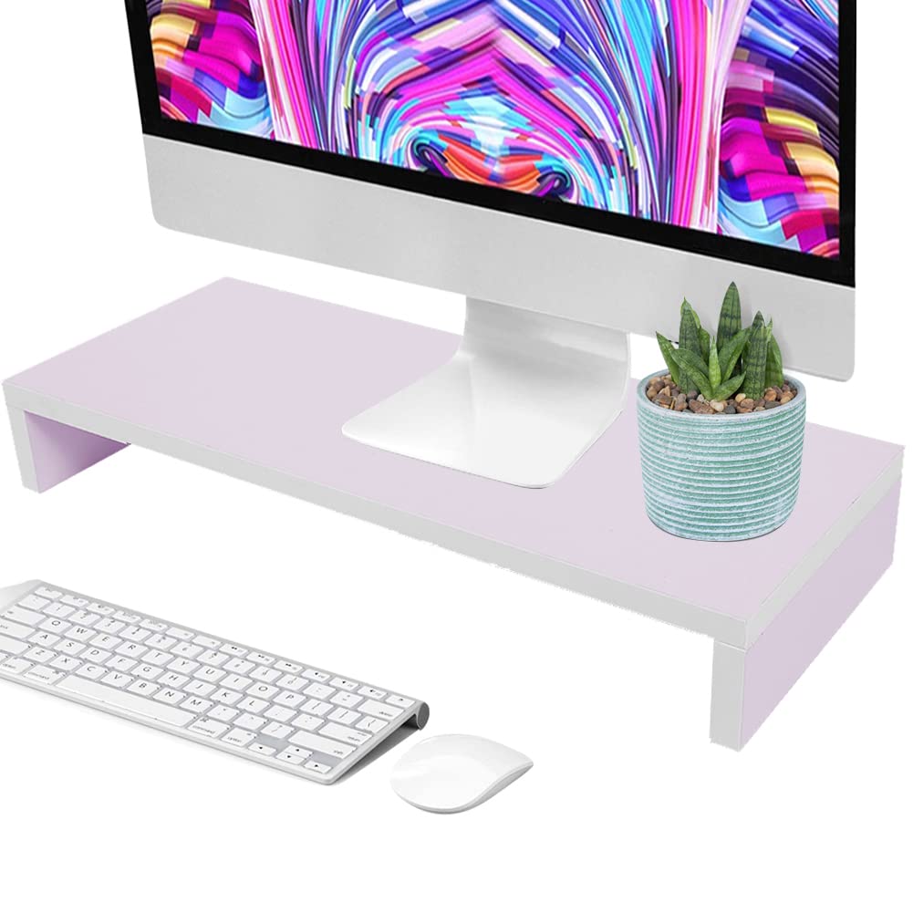 Wooden Monitor Stand Monitor Table Riser Monitor 50 x 20 x 7.5 cm Light Violet