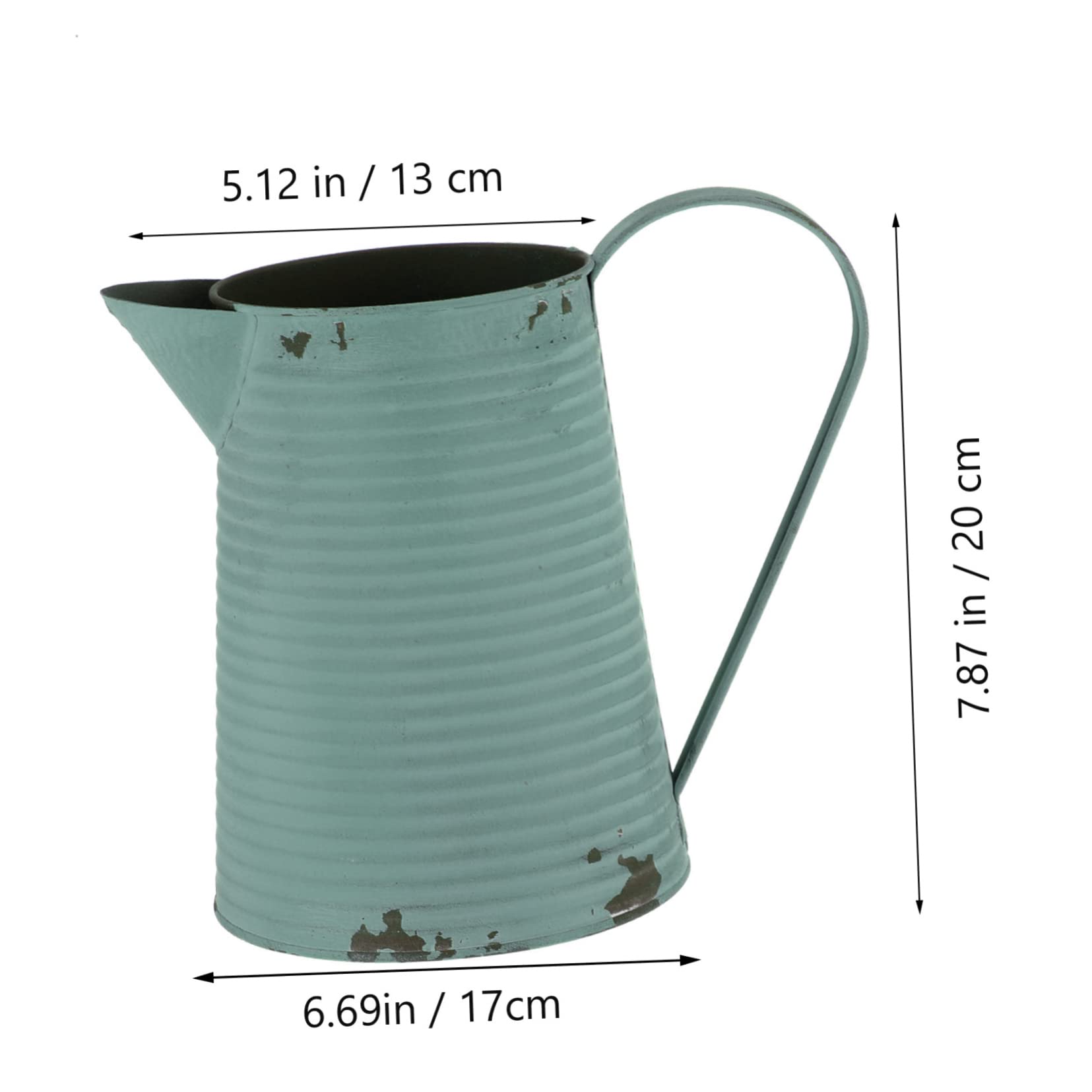 Gogogmee Vintage Iron Flower Pot Blue Metal Container for Rustic Garden Use