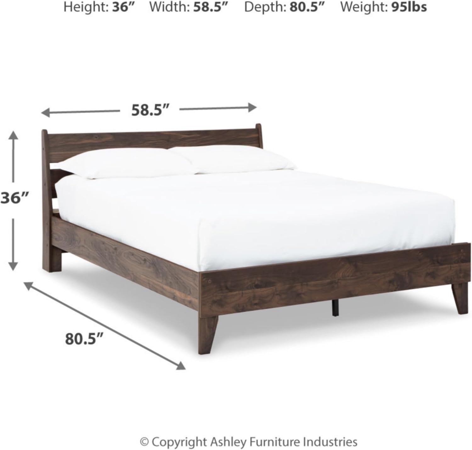 Signature Design by Ashley Calverson Casual Full Panel Platform Bed, Foundation or Box Spring Not Needed, Dark Brown