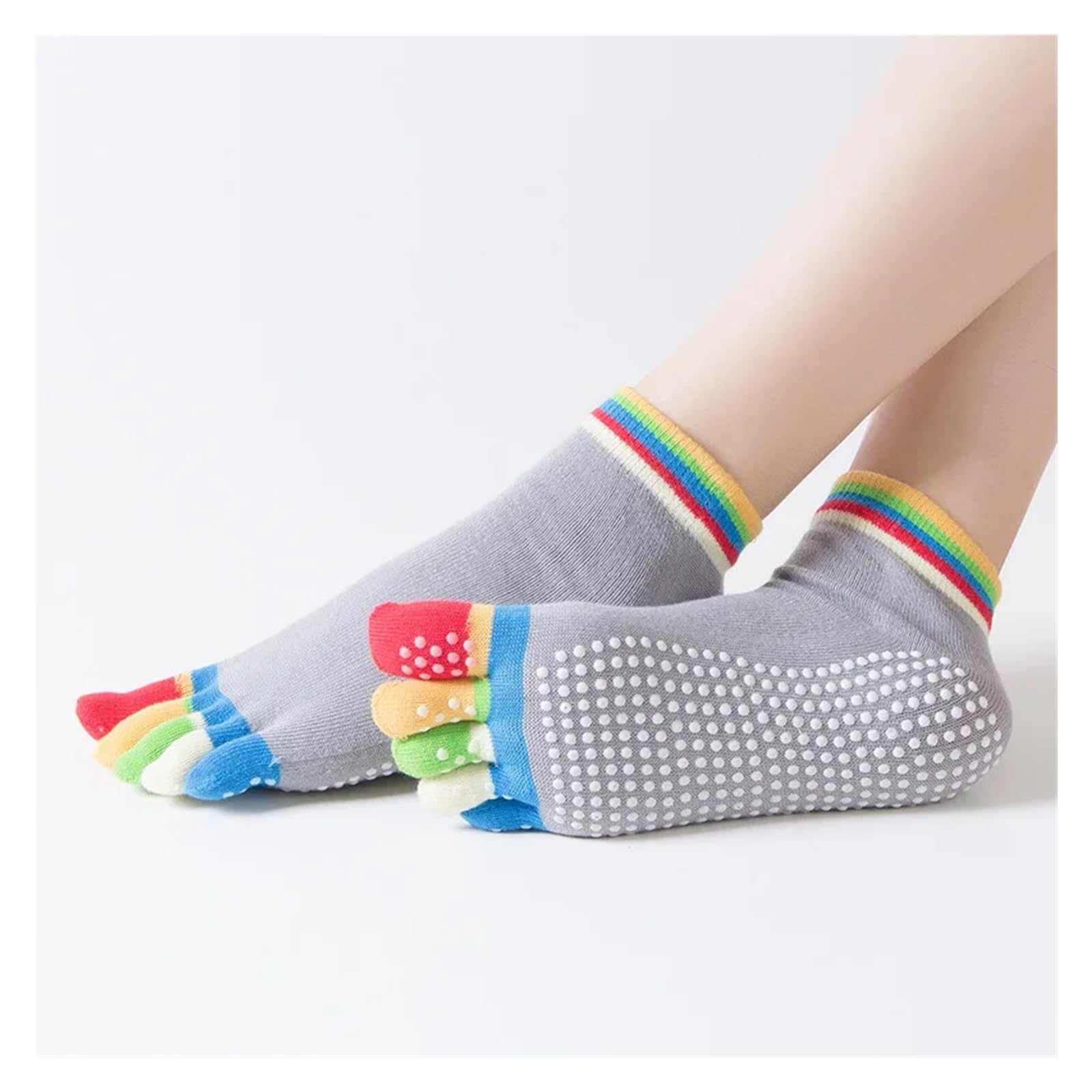 Calze Antiscivolo Donna Calzini Da Yoga Da Donna Colorati Antiscivolo In Silicone Palestra Pilates Balletto Fitness Calzini Sportivi In ​​cotone 5 Dita