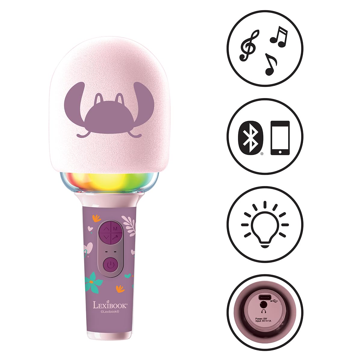 Lexibook, Stitch Angel, Mikrofon karaoke, MIC280D1 | Efekty dźwiękowe, efekty świetlne, różowy