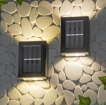 TechnoSmart 2Adet Modern Solar  ift Tarafl  Duvar Lamba G ne  Enerjili Ayd nlatma Dekorasyon Aplik
