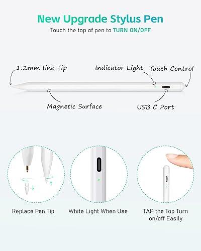 Miniatura 6 de Lápiz de 1 generación para Apple iPad con rechazo de palma, lápiz activo compatible con iPad Pro 1112.9, iPad 109876, iPad Mini 56, iPad Air 345
