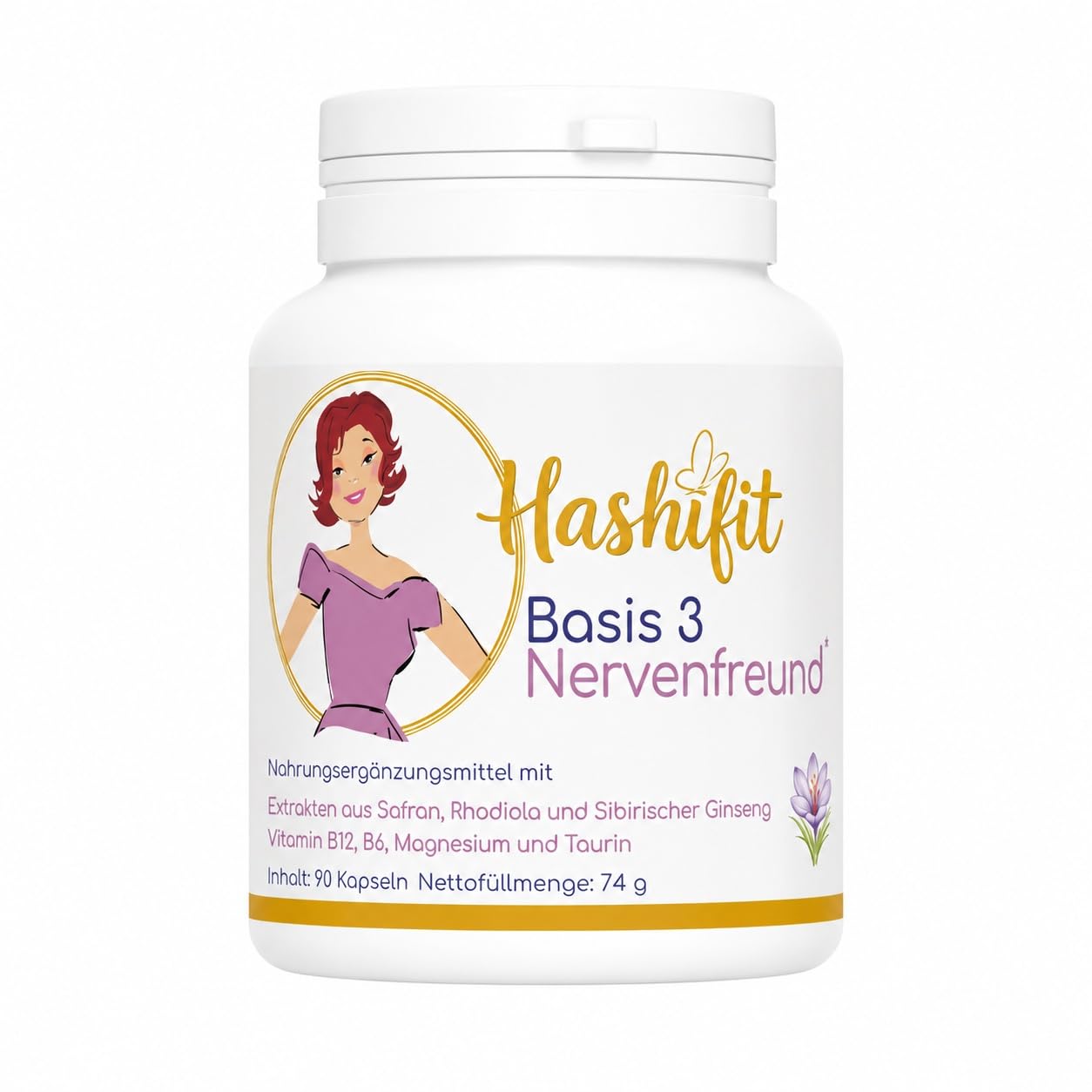 Basis 3 Nervenfreund Adaptogene Komplex: L-Theanin Rhodiola Safran | Inositol & Sibirischer Ginseng Magnesium & Vitamin B6, B12 für Nervensystem & Psyche 90 Kapseln