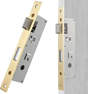 Flat Slot Storm Door Mortise Lock Body Fits for Older Storm Doors, 2-1/2" Handle PZ, Handle Not Included (Bright Gold)