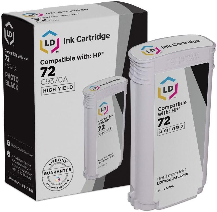 Products Compatible Replacements for HP Designjet 72#72 C9370A Photo Black Ink Cartridges High Yield for Use in T1100, T1120, T1200, T610, T620, T770, SD Pro MFP T1120ps Printers (Single-Pack)