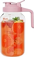 Vista 16 de Jarra de vidrio Mason de 64 onzas, jarra de boca ancha con tapa de mango de boquilla para verter café frío, bebidas de hielo, jugo helado, limonada