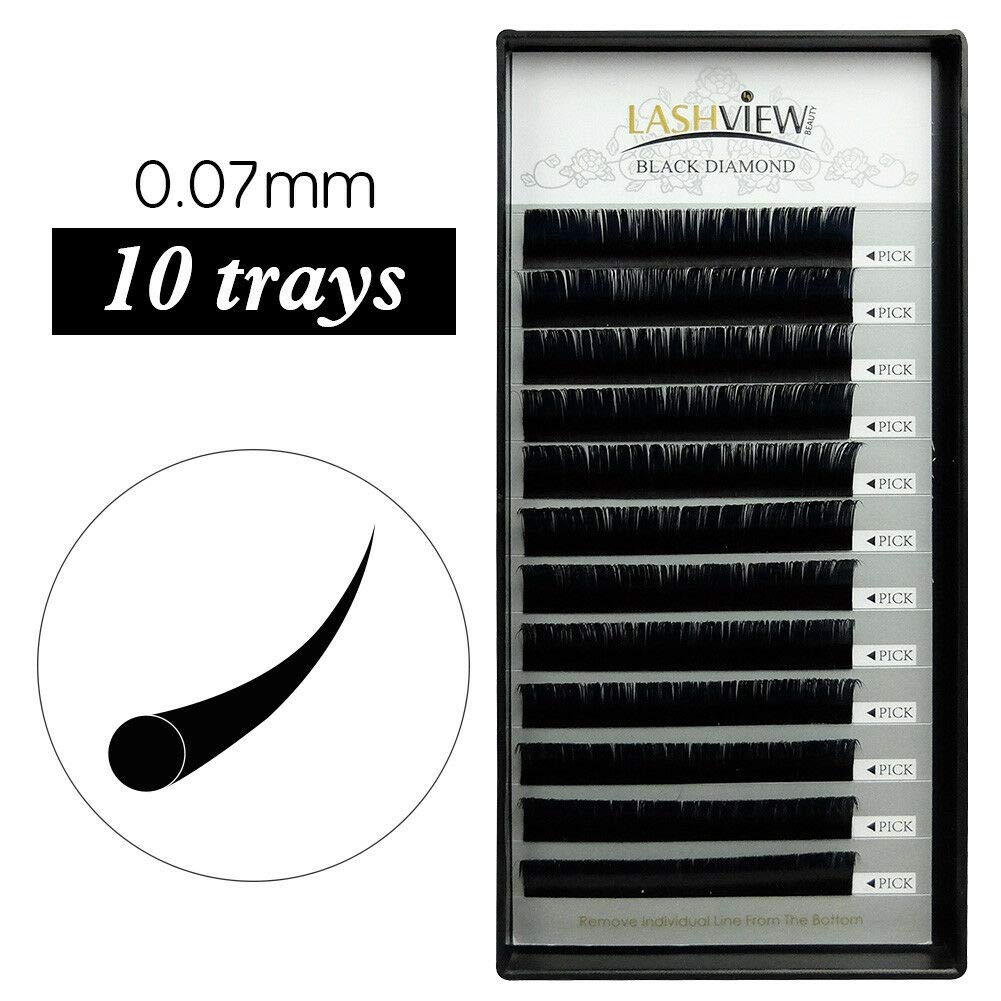 False Eyelashes Silk Semi-Permanent Individual Eyelash Extensions 0 07 C D 10trays lot - Thickness 0 07 Curl