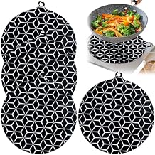 4Pcs Induction Hob Protector Mat, 8.7 Round Induction Hob Protector Mat, Heat Resistant Induction Hob Heat Insulated Pad BPA Free Silicone Stove Top Scratch Protector for Gas Cookers