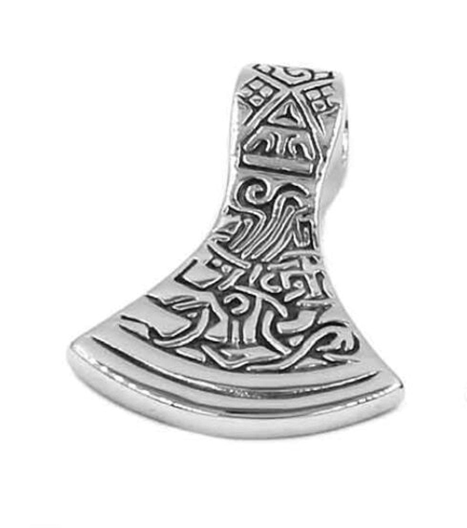 Hcma Men's Silver Norse Viking Axe Pendant Stainless Steel Color Black Thor Hammer Celtic Knot Biker Pendant