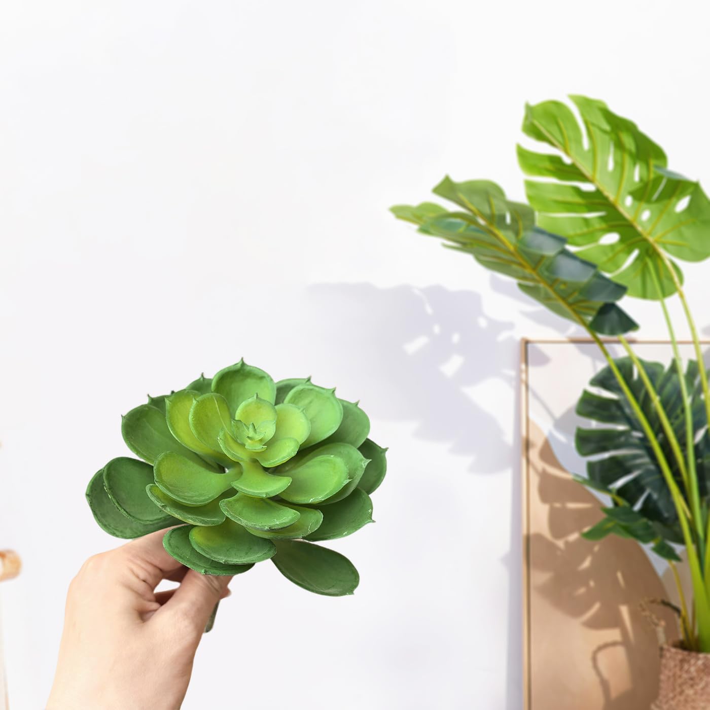 2Pcs Artificial Succulent Plants, Lotus Flower Realistic Fake Succulents, Fake Plant for Garden Arrangement Decor, Green - Image 4
