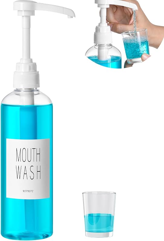 Dispensador de enxaguante bucal VITVITI em plástico transparente com copo