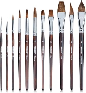 Transon 11pcs Sable Watercolor Brushes Professional Brush Set for Watercolor Painting Gouache Painting