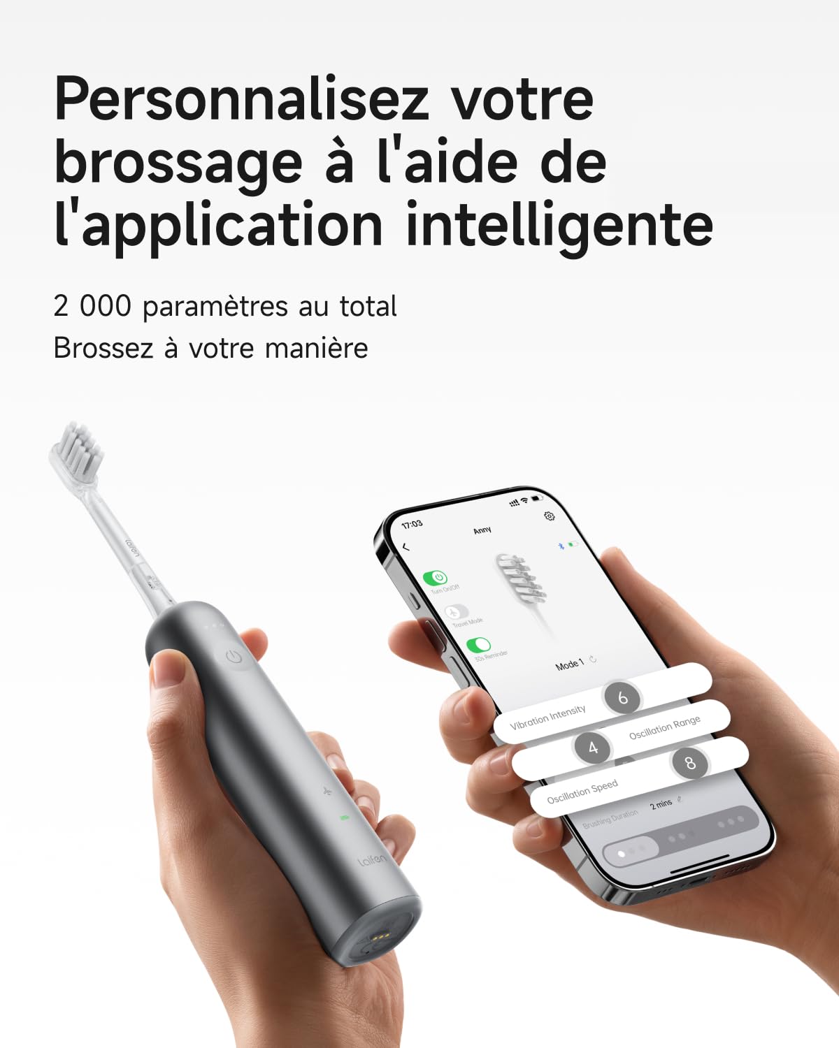 Laifen Wave Brosse À Dents Électrique Sonique, Pionnière 60° Oscillation Vibration, Autonomie de 45 Jours avec 3 Têtes de Brosse, Étanchéité IPX7, Acceptée par l’ADA pour Voyages (Édition Cadeau)