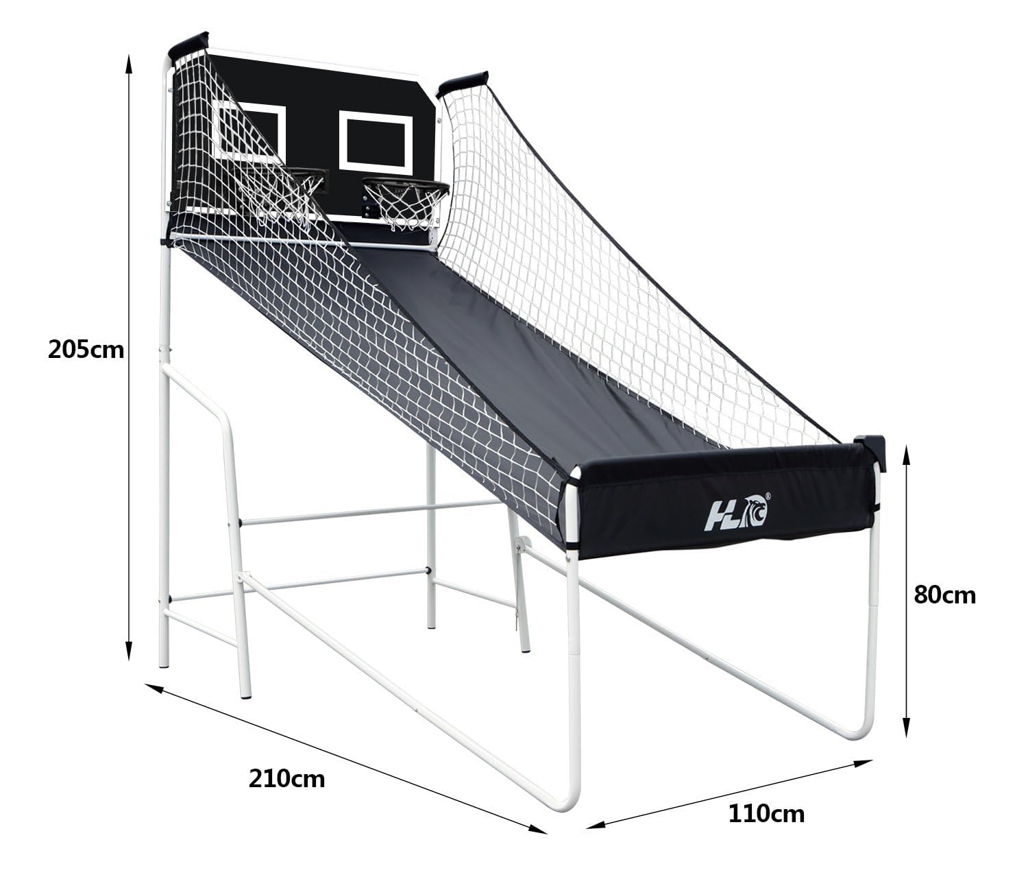 HLC Sports – Double Shot Basketball électrique – 8 Jeux En 1 – 2 Joueurs – Pliable – 4 Balles + Pompe – 209,6x204,5x109,2 Cm – Arcade Indoor