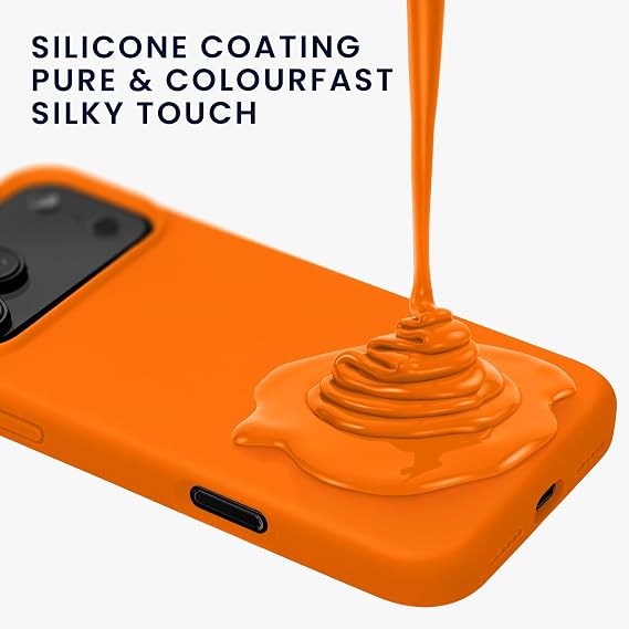 kwmobile Case for Apple iPhone 18 Pro Max/iPhone 17 Pro Max Case - Soft Cover - Shockproof Silicone - Wireless Charging Fruity Orange