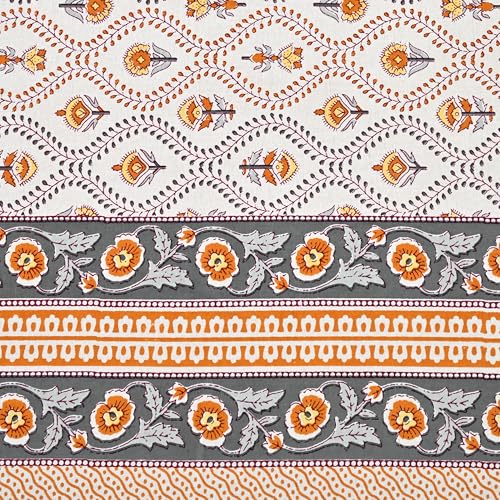 Image of 100% Cotton Single Bedsheet with 1 Pillow Cover | 240 TC Pure Cotton Flat Bed Sheet | Traditional Jaipuri Printed Bedding Set | Soft & Breathable | 60 x 90 Inch (Rangmahal Single 38)