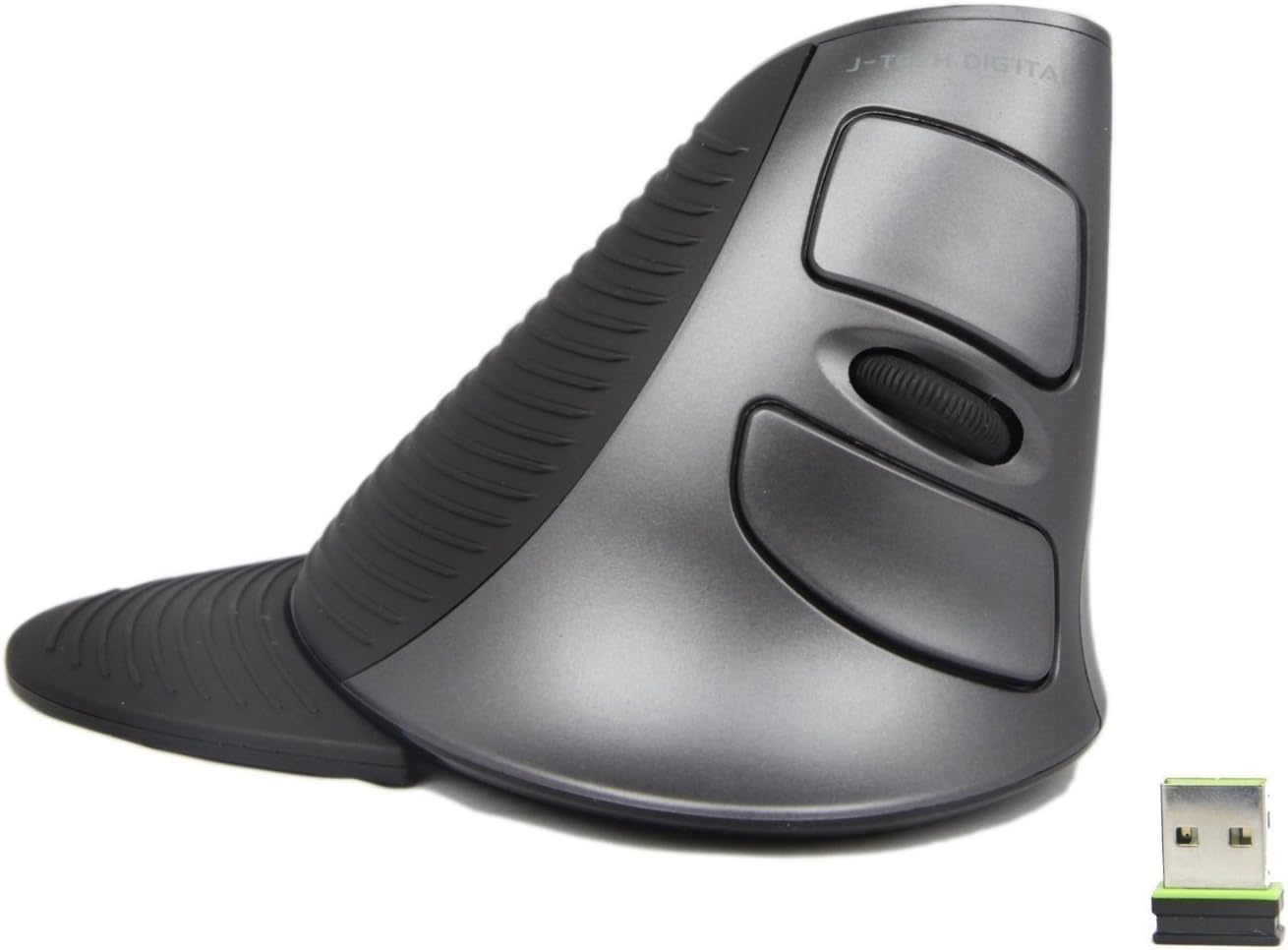 J-Tech Digital ® Scroll Endurance Wireless Mouse Ergonomic Vertical USB Mouse with Adjustable Sensitivity (600/1000/1600 DPI), Removable Palm Rest & Thumb Buttons - Reduces Hand/Wrist Pain (Wireless)
