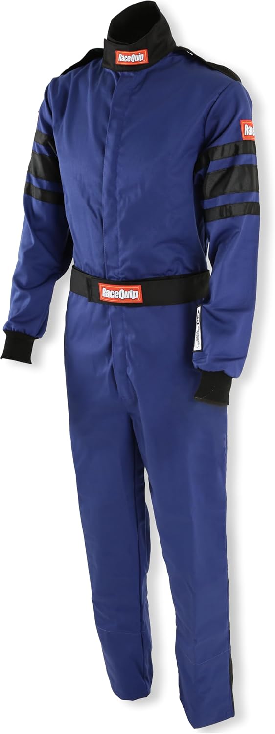 RaceQuip 110022RQP 110 Series 1-Pc Driving Suit SFI 3.2A/1 Blue/Black Stripe Small