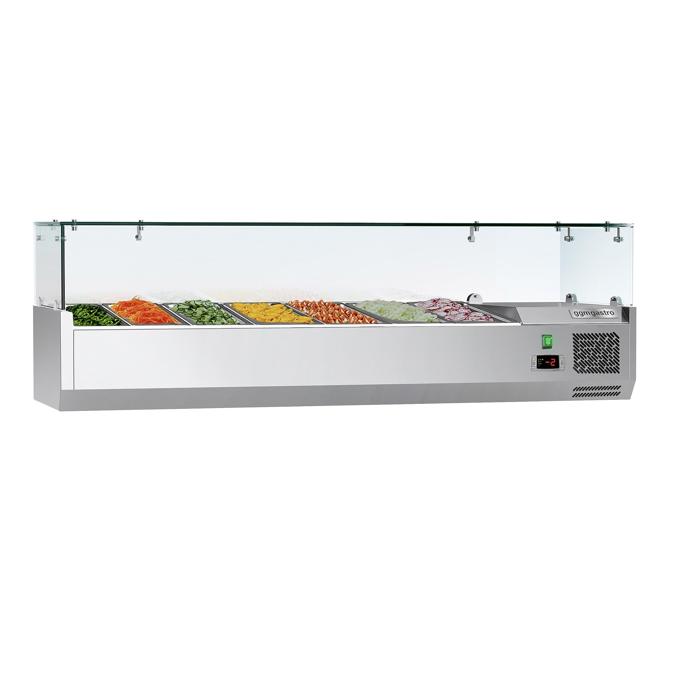 GGM Gastro Vitrina Refrigerada ECO - 44 Litros - Acero Inoxidable - Cubierta de Vidrio - Control Electrónico de Temperatura - Termostato Digital - AGG153ND#07