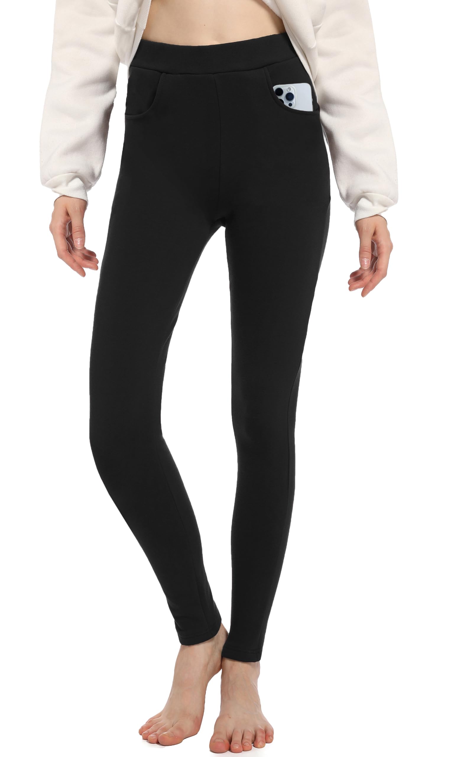 ACHTELEPHS Damen Leggings aus Baumwolle - High Waist Blickdichte Leggins mit Taschen