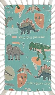 Cute Cartoon Dinosaur Crib Sheets for Boys, Girls Machine Washable Soft Cozy Microfiber Fitted Crib Sheet for Standard Crib and Toddler Mattresses Boys Girls 28x52 Inch