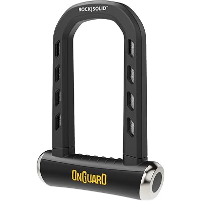 OnGuard RockSolid U-Lock – 14 mm (0.55 in) Hardened Steel Bike Lock, 90 mm × 175 mm (3.55 in × 6.90 in) Interior Dimensions, Angle-Grinder-Resistant Coating, X4P Quad Lock Security