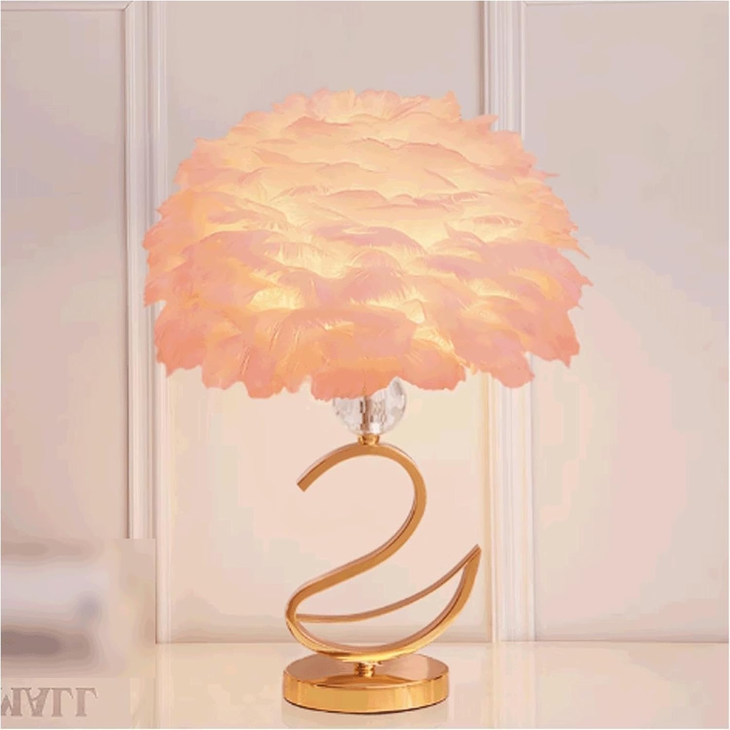 DFAEEKIYO Nightstand Lamp Desk Lamps Adjustable Reading Light Metal Base Bedroom(Pale Red)