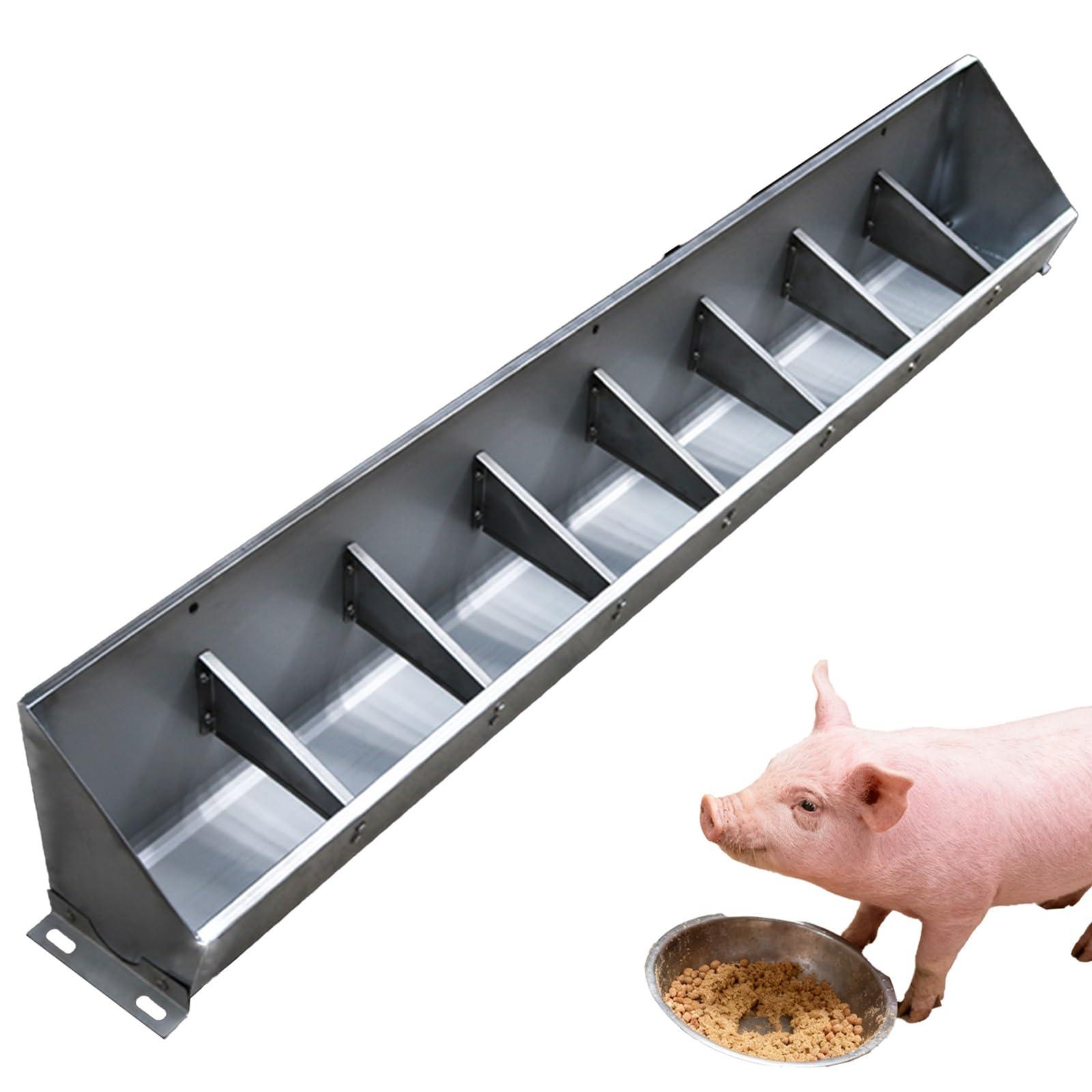Comedero Grande para Ganado (Cerdos, Vacas y Cabras) - Comederos y bebederos duraderos para heno, Opciones de 4/5/8/10 plazas, 150 cm de Largo (4,9 pies) Animales de Granja