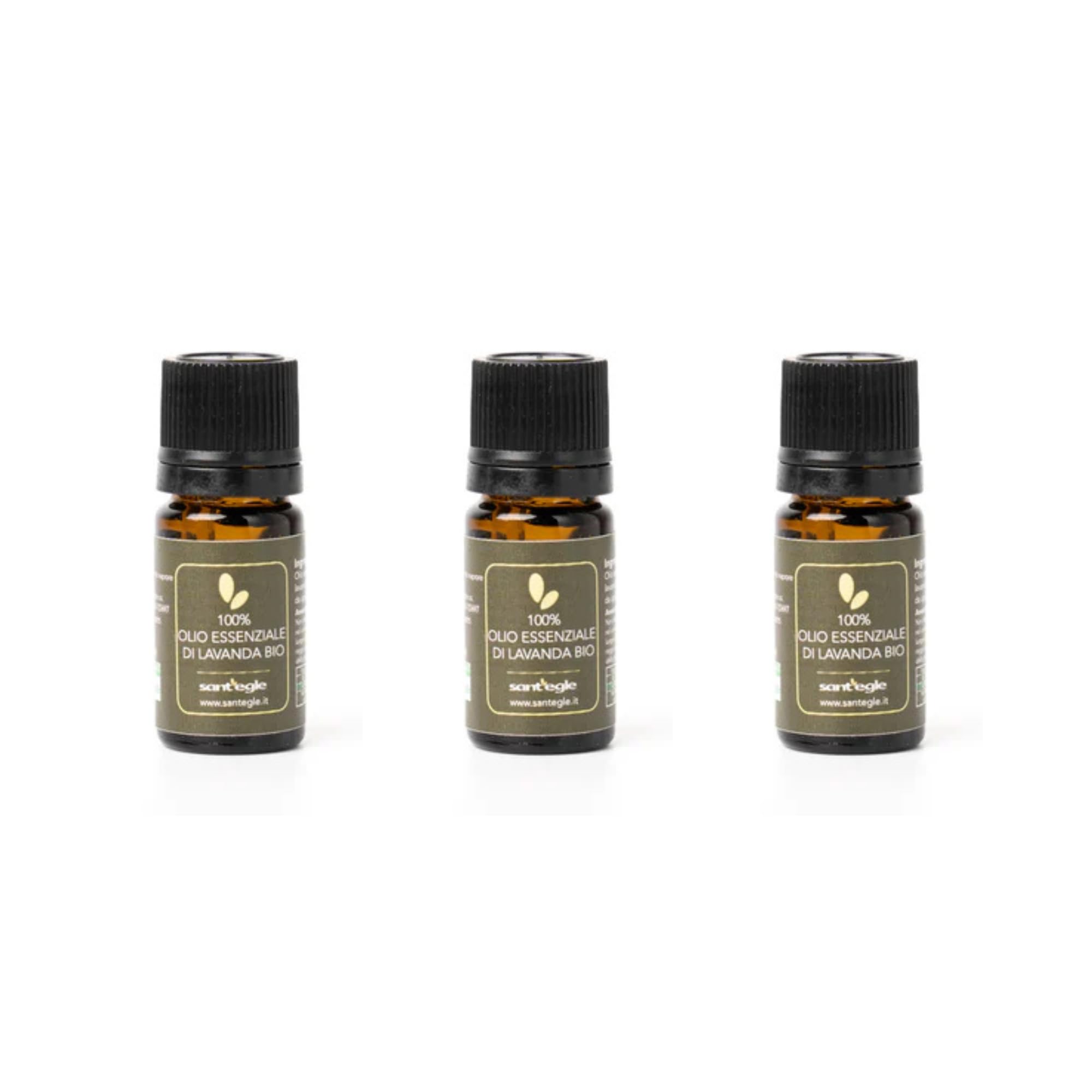 Sant'Egle Aceite esencial de lavanda ecológico, 100% puro, 3 x 5 ml, paquete ahorro (lote de 3)