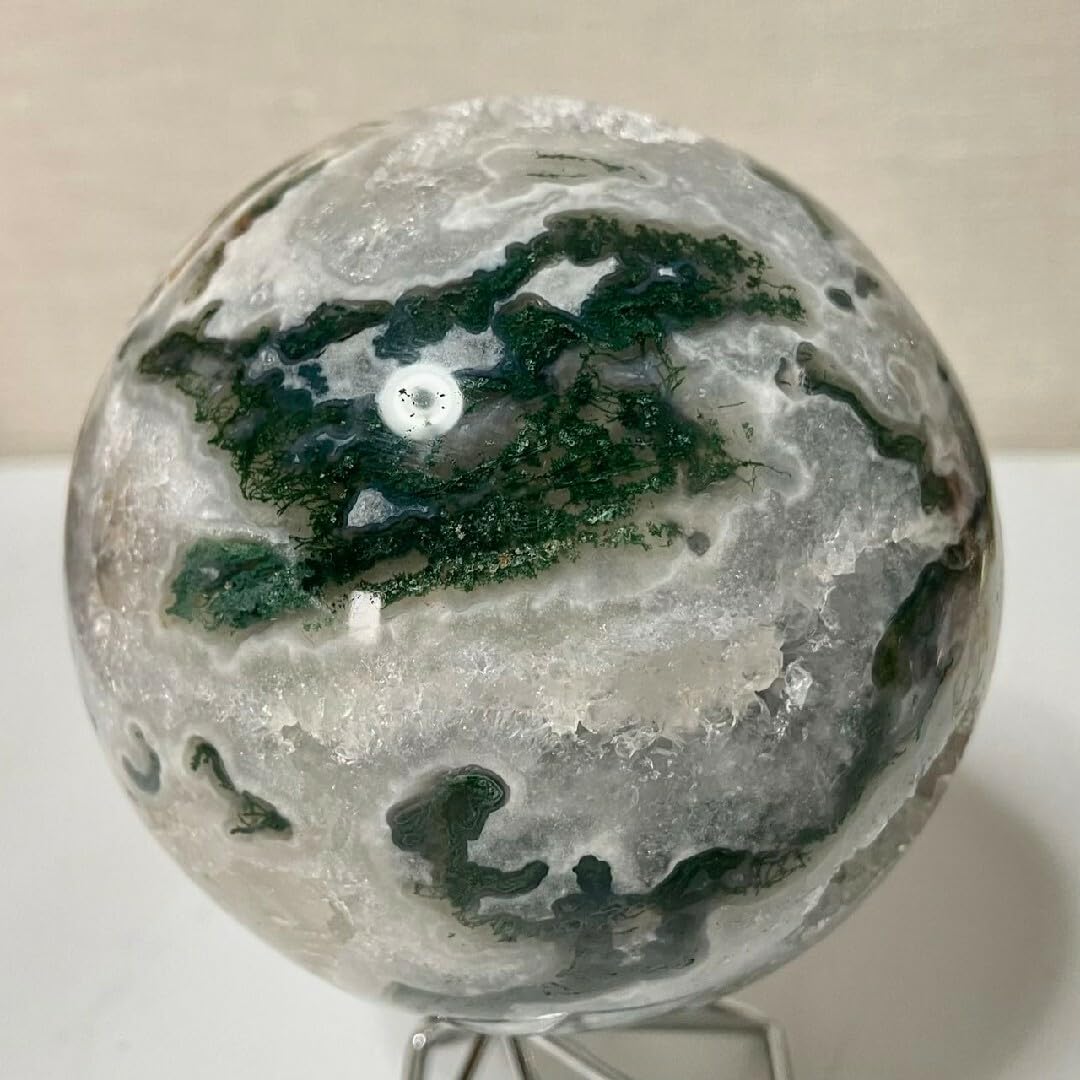 Amazon.co.jp: モスアゲート 水草瑪瑙ジオード 笑口 スフィア 浄化 約1