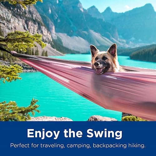 Miniatura 2 de HABP GLOBAL Hamaca de camping  Azul claro y oscuro  Portátil con correas de árbol y bolsa de transporte  Ideal para camping, senderismo, mochileros,