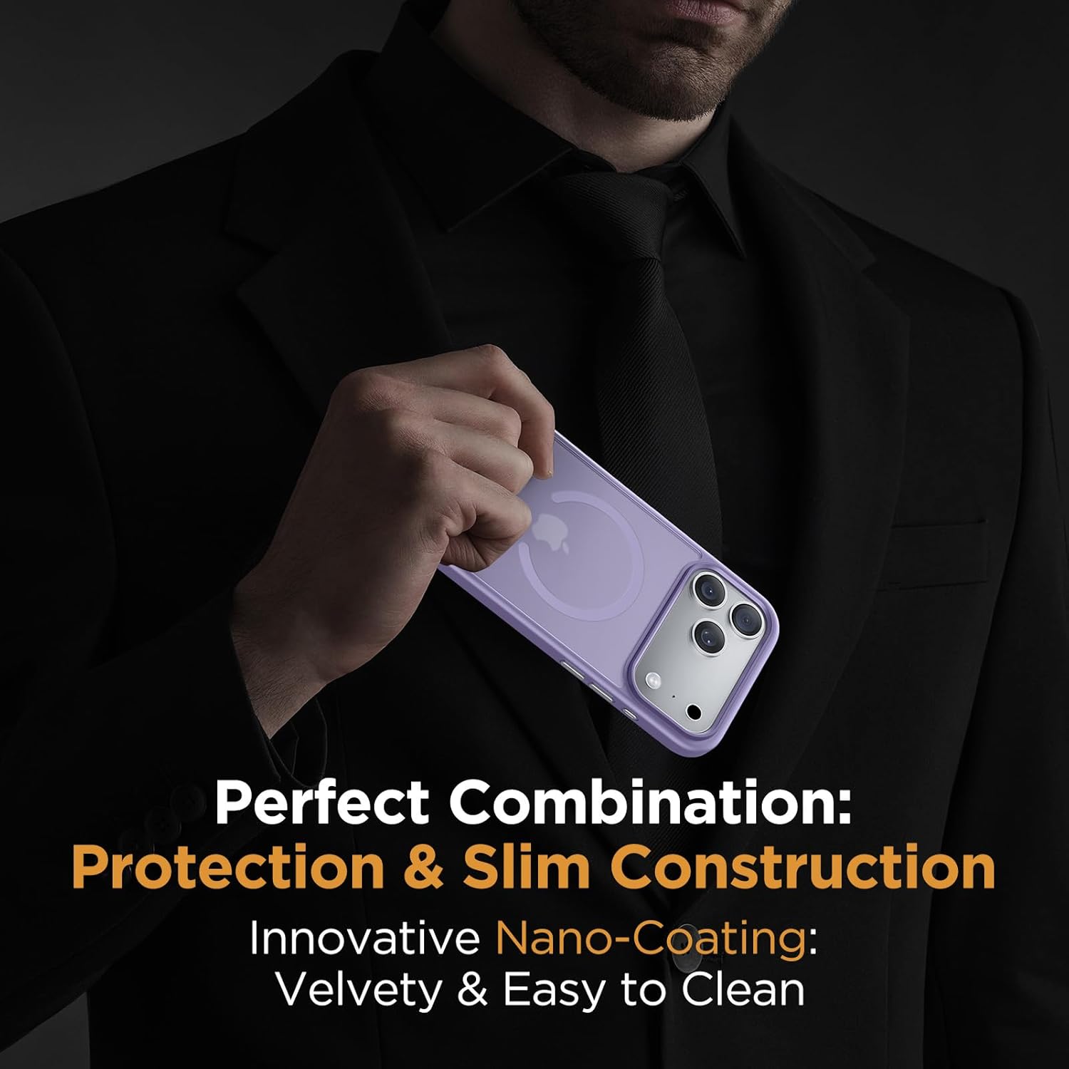 Miracase Magnetic for iPhone 17 Pro Case 6.3" with Screen Protector, [Compatible with MagSafe] Military-Grade Protection, Anti-Fingerprint, Slim Thin Phone Case for 17 Pro Cover, Purple