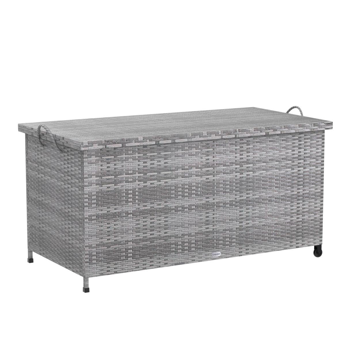 Casaria Baule da Giardino Salvaspazio 122x56x62cm Polyrattan Box Esterno con Rotelle Coperchio