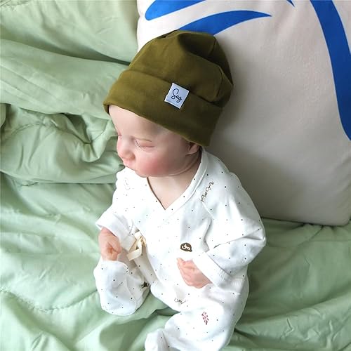 Miniatura 6 de Gorro de Jersey para Bebés Recién Nacidos Niños y Niñas con Forro de Satén Sedoso Gorros Boina Niños Pequeños Bebés Niños Pequeños Gorros
