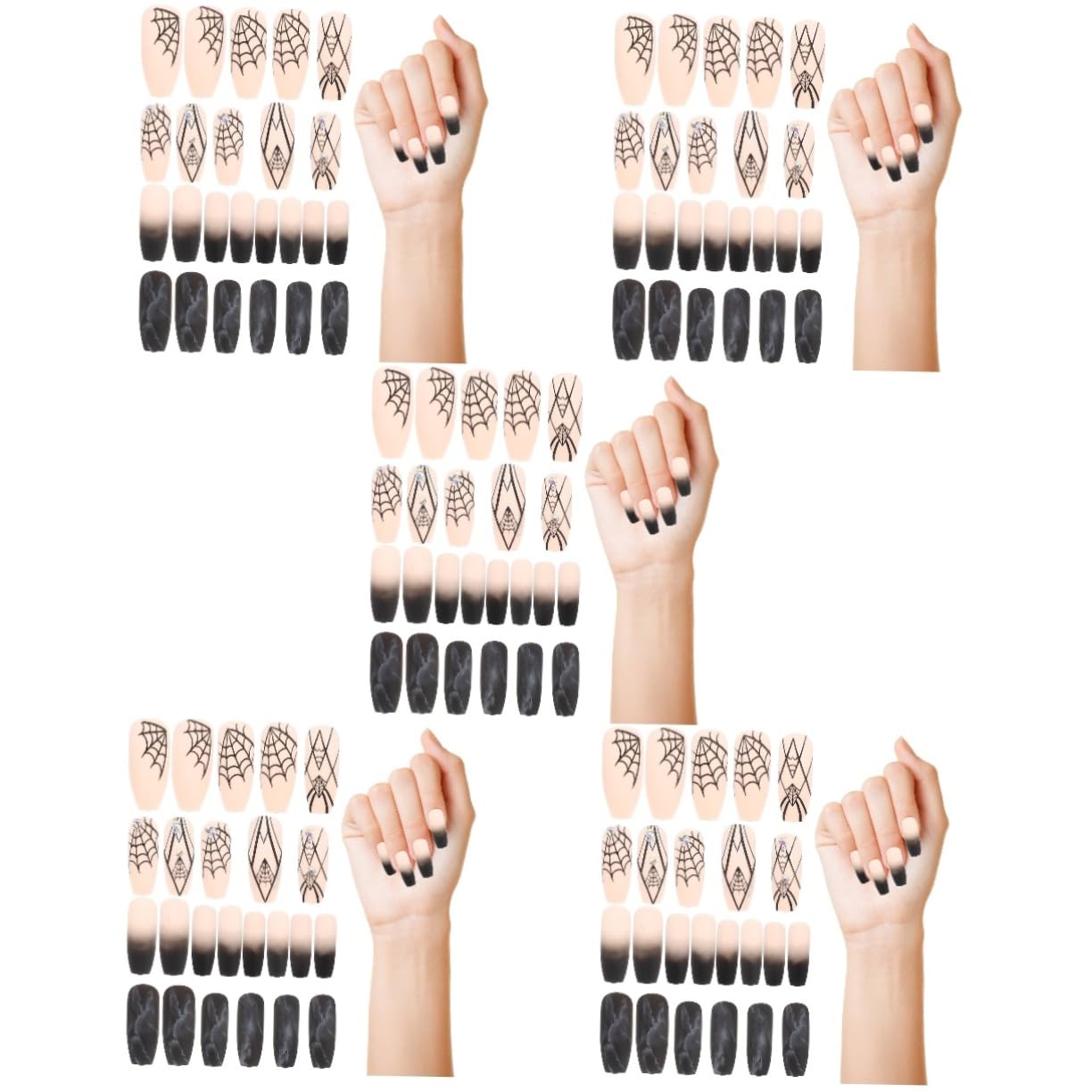 Ipetboom 5sets Unghie Per Halloween Decorazioni Unghie Adesive Facili Usare Per Manicure Festive Nail Art Per e