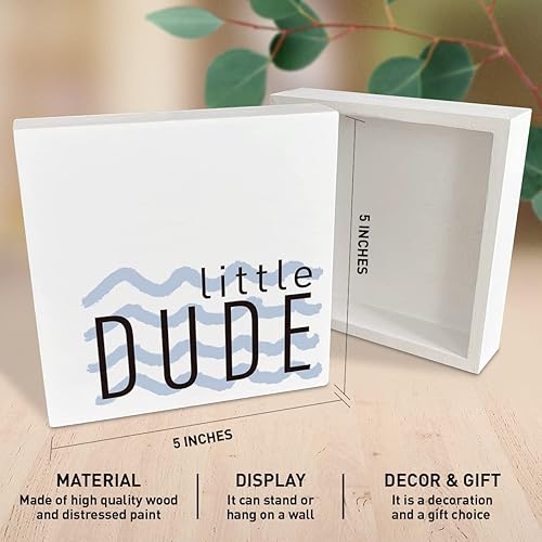 Miniatura 2 de Letrero de madera para habitación de niños, Little Dude, decoración inspiradora de escritorio para dormitorio de bebé, decoración motivacional para