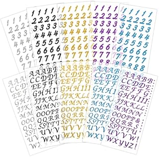 10 Sheets Glitter Letter Number Stickers, Sticky Letters Self-Adhesive Number Alphabet Colorful Gift Stickers for Home Letter Greeting Card Scrapbook Crafting Supply