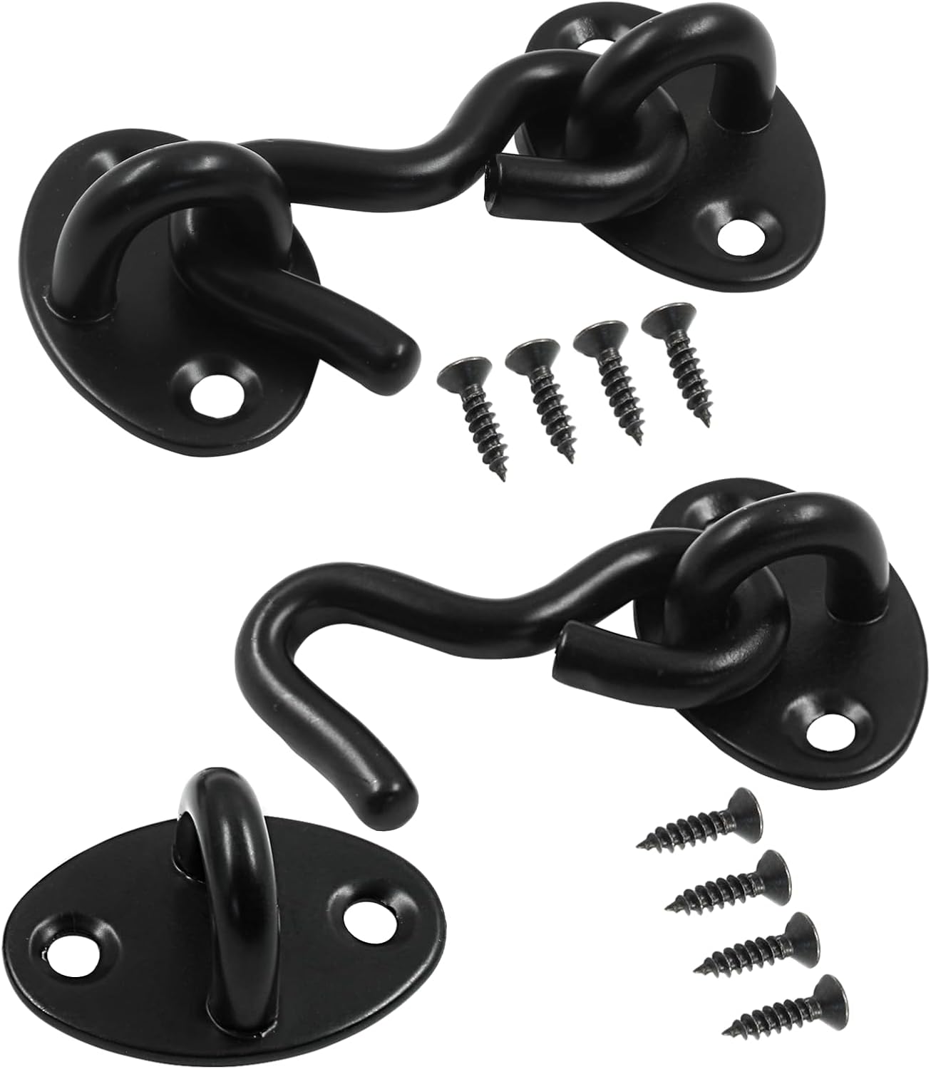 Zorveiio 2Pcs 2 Inch Black Privacy Hook and Eye Latch