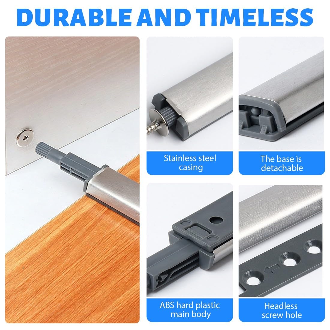 Calamite per Mobili Chiusura, 4 Pezzi Push Pull per Ante, Chiusure Magnetiche con Apertura a Pressione, per Ante di Armadietti, Cassetti e Mobili