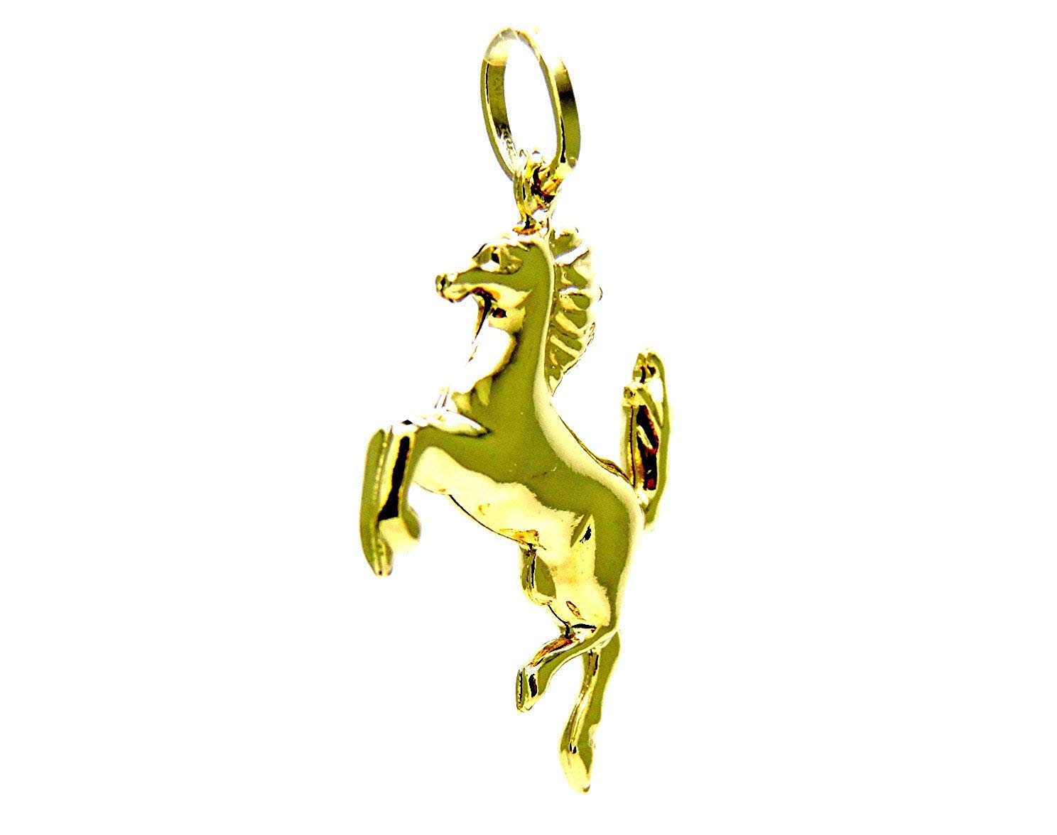 Ciondolo in Oro Giallo 18kt (750) Pendente Cavallo Cavallino Rampante Uomo Donna Bambini