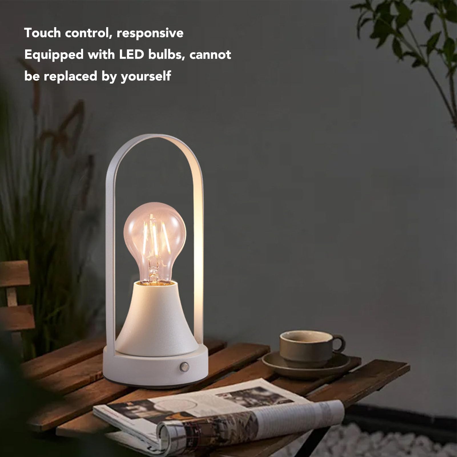 Lampada da comodino touch da scrivania Lampada da comodino ricaricabile Lampada da notte calda dimmerabile con lampadina a LED alimentata a batteria per la casa