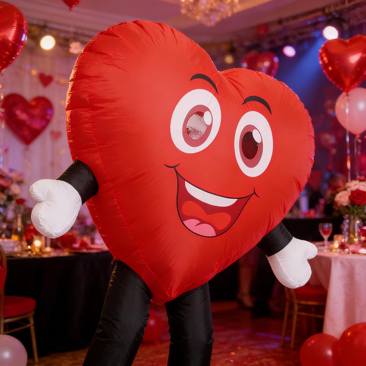 RHYTHMARTS Disfraz hinchable Corazón de Amor Rojo Disfraces Hinchables Rojos Disfraz de Mascota Adulto San para Valentín