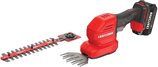 CRAFTSMAN V20 4 In. Cordless Handheld Grass Trimmer and 8 In. Mini Hedge Trimmer, Battery and Charger Included, Rechargeable 2 in 1 Grass Shear and Bush Trimmer (CMCSS800C1)
