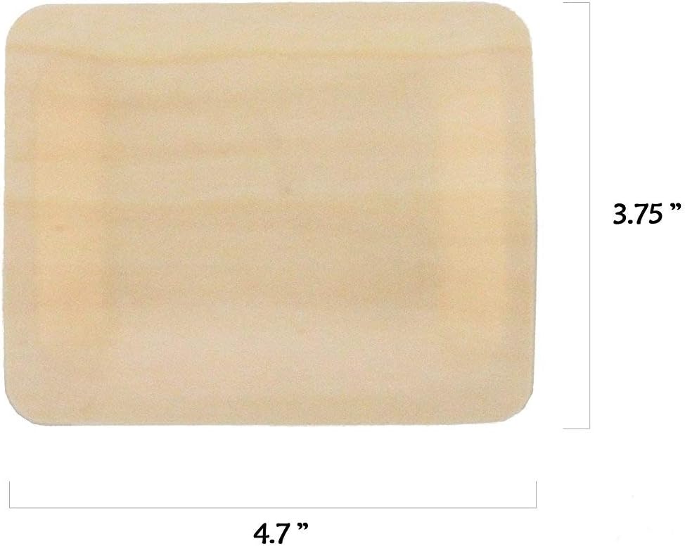 BambooMN - 5.5" x 5.5" x 0.78" Disposable Wood Square Plates/Dishes - 100 Pieces