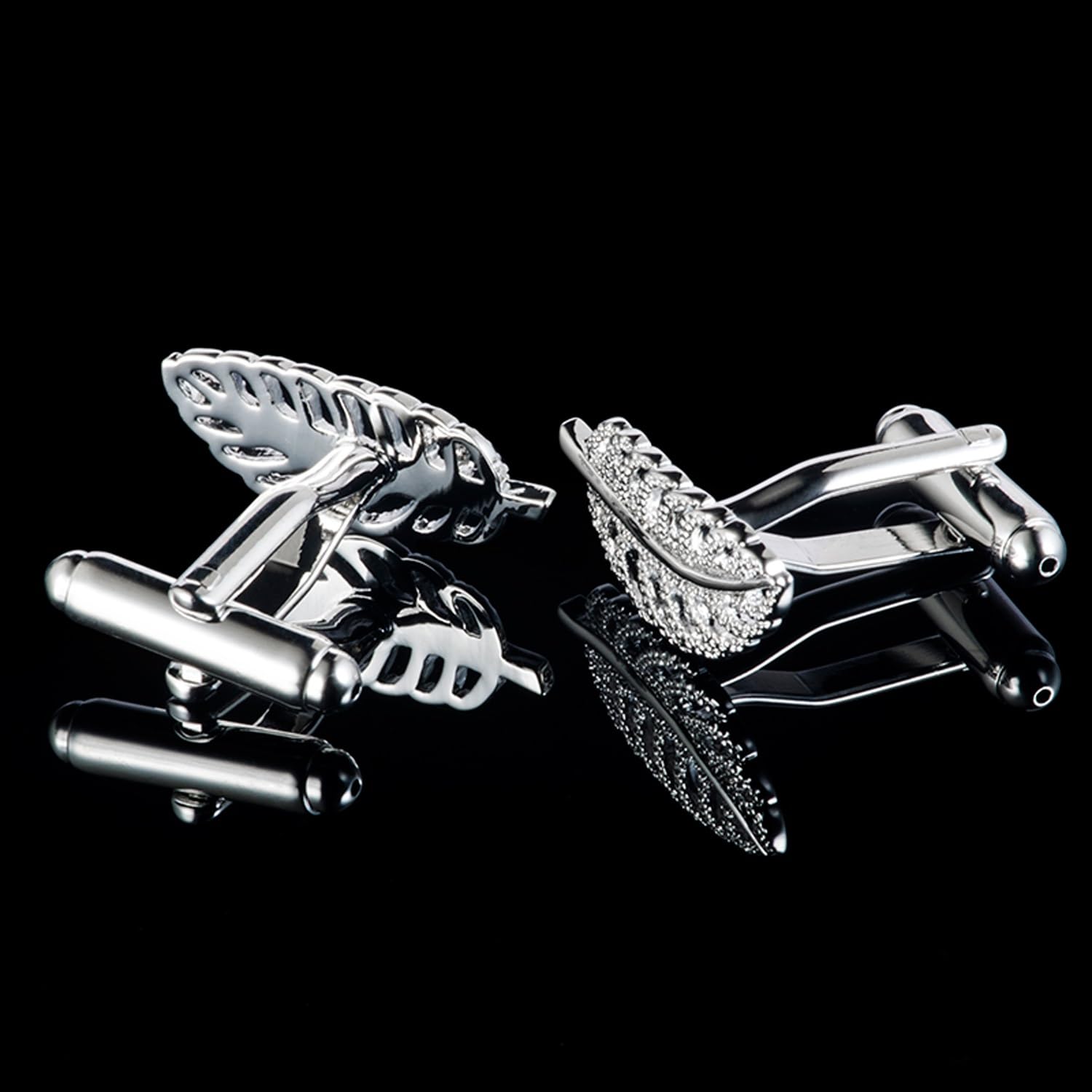 Gemelos De Plumas De Moda, Gemelos De Boda De Negocios con Caja De Regalo(Silver)