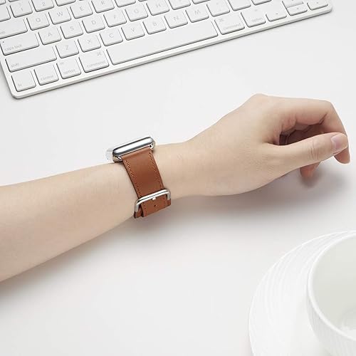 Miniatura 5 de POWER PRIMACY - Correas de cuero de grano compatibles con Apple iWatch Series 87654SE de 1.491.571.651.731.771.92 pulgadas (38404142444549 mm) para