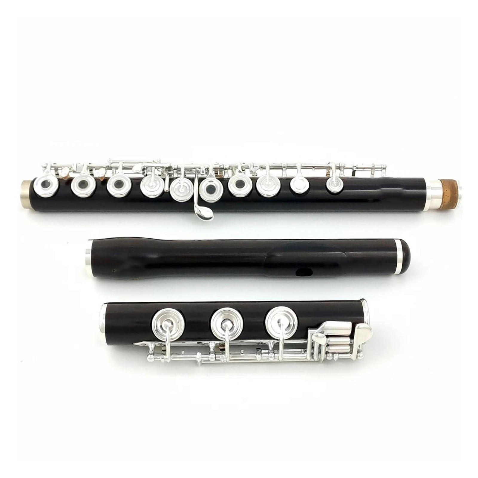 flauta de instrumento musical Flauta de ébano de 17 agujeros agujero abierto llave E chapada en plata flauta profesional